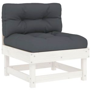vidaXL sofá central con cojines madera maciza de pino blanco