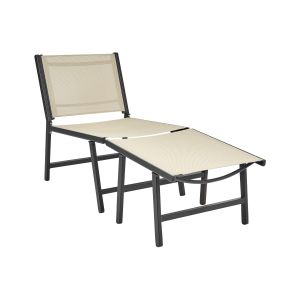 Silla de jardín marceddi con reposapiés metal beige