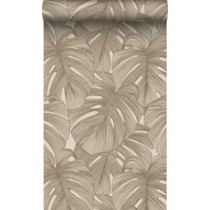 Origin papel pintado diseño 3d hojas beige 50 x 900 cm