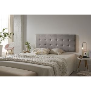 Cabecero 110 capitone cuadros tela antimanchas 112x57x5cm gris