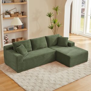 Sofá modular en l verde con espuma y cojines desenfundables