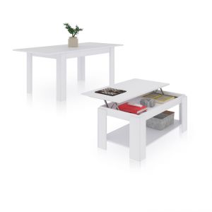 Pack mesa de comedor 123 y mesa de centro lya blanco artik
