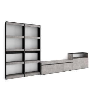 Muebles de salón para tv, 370x35x186cm, cemento rf3169