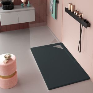 Plato de ducha resina trinity antracita  70x200 cm rejilla derecha