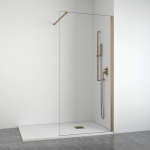 Mampara de ducha frontal fija 8 mm dorada 78-80 cm bellobath