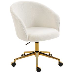 Silla de oficina teddy fleece (100% poliéster) crema 60x58 5x86 cm