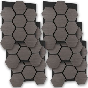 Tectake 6 paneles de pared, mdf absorbente, 76x62x1,8 cm, roble gris