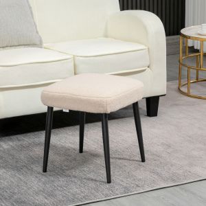 Reposapiés tapizado beige de poliéster 42 x 42 x 47 cm