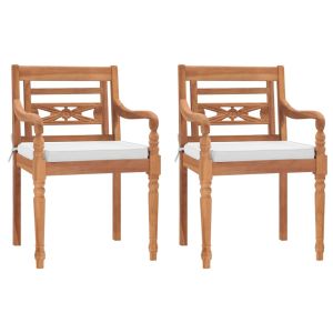 vidaXL sillas batavia con cojines 2 unidades madera de teca maciza