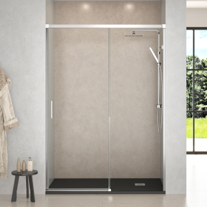 Mampara ducha frontal corredera 170 cm (adaptable 164-169cm) cromo brillo