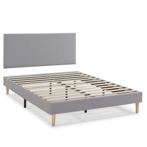 Base tapizada + cabecero aura 140x200 cm  gris claro
