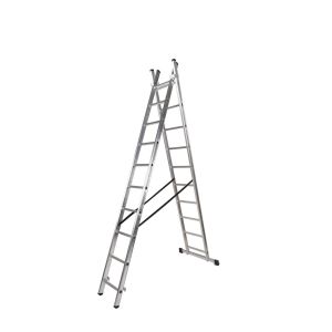 Escalera aluminio 2 tramos 10+10 pelda #241;os. Plegable, antideslizante, r