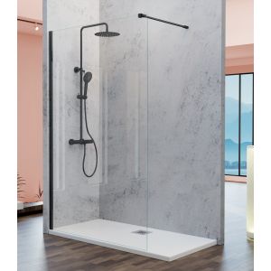 Panel fijo de ducha fresh negro mate - 98.5/100 cm