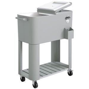 Carrito nevera 92x39x81 cm plástico, acero color gris Outsunny