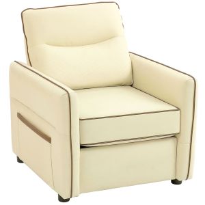 Butaca de salón 80x81x90 cm cuero sintético, espuma color beige Homcom