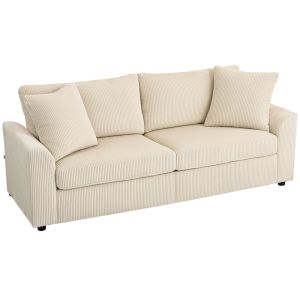 Sofá 3 plaza 212x80x88 cm pana, acero color beige Homcom