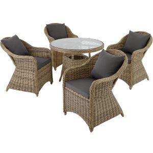 Conjunto de ratán y aluminio lujoso compuesto de 4 sillones y mesa