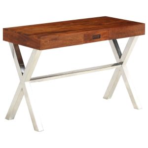 vidaXL escritorio de madera maciza de acacia acabado miel 110x50x76 cm