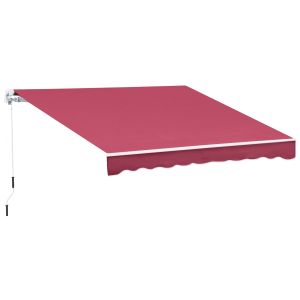 Toldo manual plegable aluminio, metal, tela poliéster color rojo 395x245 cm