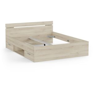 Cama doble de madera "michigan" - 160 x 200 cm - marrón