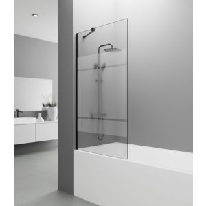Panel fijo de bañera screen 150x85cm negro frost + brazo ajustable