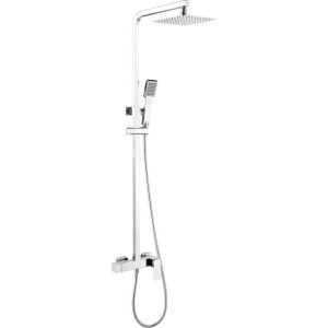 Columna de ducha extensible, termostatico rociador cuadrado color cromo