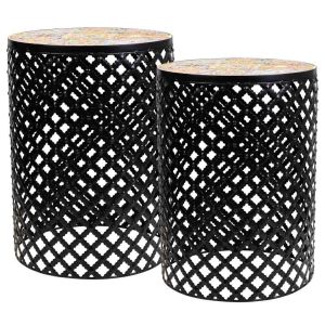 Set 2 soportes de mosaico y metal negros