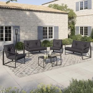 Salón de jardín bajo - 6 plazas - gris antracita