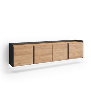 Mueble tv, 207x35x50cm, colgado, suspendido, LED rf4842