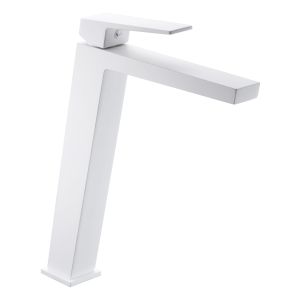 Imex - grifo monomando lavabo caño alto blanco serie art