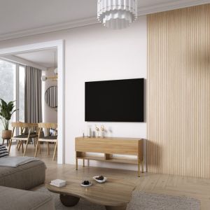 Mueble tv - roble craft - patas doradas - LED - 100 x 32 x 52 cm