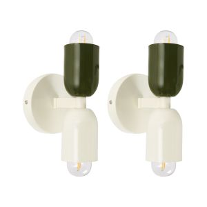 Conjunto de 2 lámparas de pared topi metal blanco crema