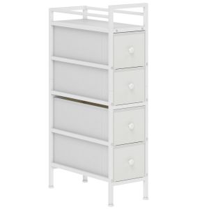 Cómoda de tela 20x43x81.5 cm tela no tejida, acero color blanco Homcom
