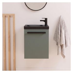 Conjunto de lavabo de pared nevada con grifo negro