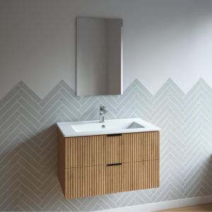 Mueble de baño con lavabo 80 cm madera mdf ondulado