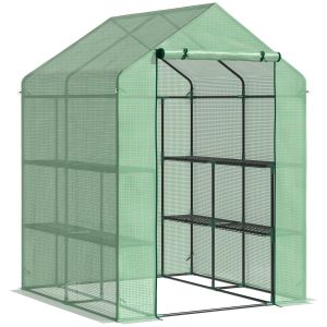 Invernadero de jardín acero, pe color verde 143x138x190 cm outsunny