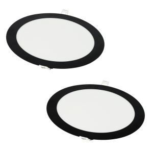 Pack x2 downlight LED 18w blanco neutro 4200k redondo empotrar marco negro