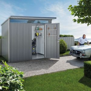 Caseta metalica biohort jardin avantgarde eco a1 color gris cuarzo