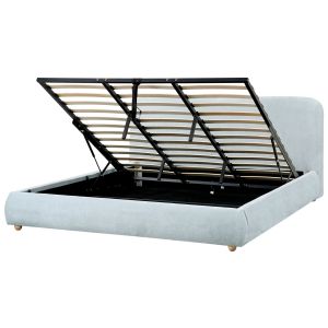 Cama con almacenaje blagnac chenilla azul claro 180 x 200 cm