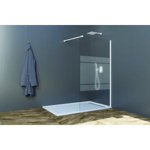 Panel fijo de ducha screen blanco decorado 96,5-98cm