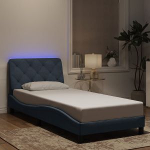 Cama 90x200 cm,cama con luces LED terciopelo gris oscuro rhu5012