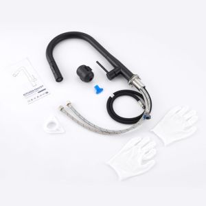 Grifo de cocina de acero inoxidable negro con rociador extraíble - mezclado