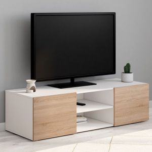 Id market mueble de tv eli 2 puertas 113 cm madera y blanco para colocar