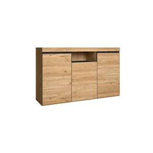 Aparador, 140x40x80cm salón comedor despacho color roble/negro rf898