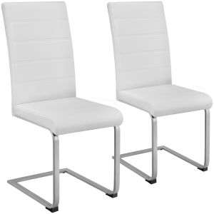 2 sillas de comedor ergonómicas y altas, forma de c símil cuero blanco