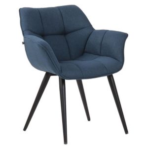 Silla comedor acolchada - azul - metal - tela