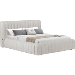 Cama doble de tela "tignes" con espacio de almacenaje - 160 x 200 cm - beig