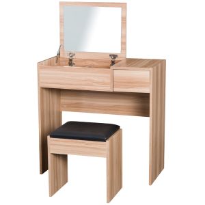 Mesa para maquillaje melamina de madera color madera 80x40x79 cm homcom