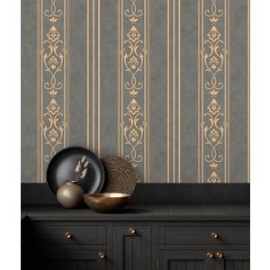 Papel pintado gaulan  lavable de rayas estilo victoriano con 10.6m²