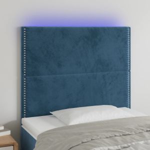Cabecero con luces LED terciopelo azul oscuro 80x5x118/128 cm eso3447